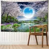 Tapisserier Vacker Natural Forest Printed Large Tapestry Stone Landscape Wall Hanging Filt Tropical Tree Tapestries Room Home Decor