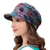 Visor Retro Warm Mom Hat Floral Print Girls Cap Foldbar Earflap Short Brim Women Peaked Ethnic Style Baseball