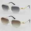 2021 Randlose Mode Leopard Serie Gold 18K Sonnenbrille Metall Autobrille Hochwertiger Designer UV400 3 0 Dicke Rahmenlos 255V