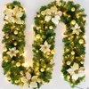 Flores decorativas guirnalda de Navidad 2,7 M LED ratán flor Artificial plantas de vid copos de nieve Poinsettia decoración de Navidad con luz