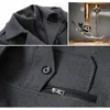 Men's Trench Coats Stylish Autumn Winter Double Collar Woolen Warm Long Coat Plus Size Windproof Jacket For Men M-4XL Grey Black Khaki