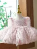 Girl s Dresses Pink Luxury Children s princess Costume Infant Gown baby Girls Birthday for Prom Weddings Party Christmas Kids Clothing 231213