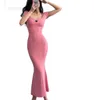 女性服のカジュアルドレス半袖夏のレディースドレスキャミソールスカートスリムなスタイル付きデザイナーレディセクシードレス