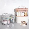 Borsa cosmetica HBP Portable Transparent Makeup Borse Borsa di stoccaggio per articoli da toeletta cosmetici Nero Pink Silver317f