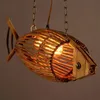 Bamboo Wood Fish Pendant Light Originality Dining Room Hanging Lamp Retro Rural Restaurant Cafe Bar Lighting Fixtures Personality 315x