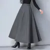 Vêtements ethniques Hiver Femmes Longue Jupe en laine Mode Taille haute Jupes en laine de base Femme Casual Épais Chaud Élastique A Ligne Maxi O839 231213