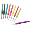 Garn 9st Stick Tool Sweater Needle TPR Mjukt handtag Aluminium Crochet Color DIY Craft Scarf Sy Nålar 231212