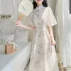 Abbigliamento etnico Stile cinese migliorato Qipao Fata Vestido Abito cheongsam Donna quotidiana Fiore orientale Elegante Hanfu