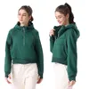lu-22 Womens Autumn Hoodies Sweatshirt Yoga Suit Jacket Ladies Sport Half Zipper thick Loose Short Style With Fleece Sweatshirts Women