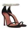 Sandalet ayakkabıları kadınlar stiletto topuk şerit siyah kristal kayış ayarlanabilir ıstakoz toka zarif gelinlik yüksek topuklu eu35-43