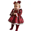 Robes de fille 2023 Noël Enfant Enfants Bébé Fille Princesse Robe Rouge Plaid Volants Dentelle Tutu Enfants Manches Bouffantes Noël 1 6Y 231212