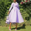 Grundläggande avslappnade klänningar Purple Prom Party for Women Elegant Simple Wedding Dress Long ärmar Oneck Lady Fashion Solid Aline klänningar 231212