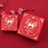 中国のアジアスタイルの赤い二重幸福の結婚式の好意とギフトボックスパッケージ花嫁新郎パーティーキャンディ50pcs 210805277z