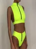 A Vita alta Con Cerniera Brasiliano Neon Bikini 2020 Costumi Da Bagno Delle Donne del Costume Da Bagno A Fascia Femminile Push Up Costume Da Bagno Estate Bagnanti Biquini9645432