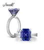 Ainuoshi 6 quilates asscher corte solitário azul anéis criados tanzanita pedra preciosa noivado casamento anel de prata esterlina jóias y20012509206