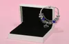 Moda azul charme pingente pulseira para jóias banhado a prata diy estrela lua frisado pulseira com box24915498690494