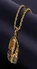 Hip Hop Men Gold 24 Inch Chain Cubic Zircon Music Head Microphone Pendant Necklace Whole7157096