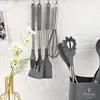 Cooking Utensils Grey Kitchen Cookware Silicone Kitchenware Nonstick Tool Spatula Ladle Egg Beaters Shovel Spoon Soup Set 231213