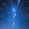 Kedjor 2024 Star Moon Tassel Necklace For Women Layered Rostfri Steel Gift Fashion Jewelry CollarBone Chain Wholesale