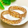 Bangle Natural Citrine Fortune Energy Crystal Gemstone Armband Mineral String Woman Amulet smycken Healing Gift 1st 8x12mm