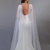 Bolero de casamento capa véu xales de noiva para vestido de casamento 2,5 m branco marfim tule romântico cobre ombros mulher acessórios de casamento para noiva CL3062