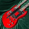 SG-Double-Head Electric Guitar, 12 strängar, 6 strängar, rosenträ, mahogny kropp, röd färg, gratis fartyg