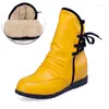 Bottes YMECHIC 2023 Hauteur Augmentation Croix Tied Cheville Femmes Jaune Rouge Blanc Printemps Hiver Chaussures Femme Courte Grande Taille 43