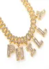 Anpassade namn Baguette Letters With Miami Cuban Link Chain Pendant Necklace Full Bling Punk Hiphop Jewelry8877303