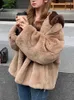 Frauen Pelz Plüsch Jacke Frauen Winter Warm Faux Mantel Weibliche Koreanische Mode Mit Kapuze Oberbekleidung Damen Übergroßen Dicken Flauschigen Teddy jacken