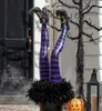 Halloween Decoration Evil Witch -benen steunt ondersteboven tovenaarsvoeten met bootbelang ornament voor voortuin Lawn28132169180427