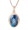 Vintage Blue Crystal Topaz Aquamarine Gemstones Diamonds Women Pendant Halsband 18K Rose Gold Color Choker Jewelry Bijoux Gift5781268