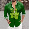 Chemises décontractées pour hommes Hommes St. Day Digital 3D Bouton imprimé Bouton à manches longues Chemise Top Ethnique Vintage Rétro