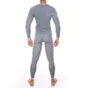 Herrens termiska underkläder CleverMenmode Sexig Male Long Johns Sleepwear Ice Silk Lounge Tight hylsa undertröja Byxor Set 231212