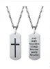 10 pcs/lot croix chien gravé Bible lettre en acier inoxydable pendentif collier bijoux baptême pour men1589235