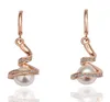 18K Rose Goldplatynum plamowane brzęczenie Kobiety Pearl Dangle Dangle Kolczyki Oryginalna austriacka krystaliczna biżuteria mody dla kobiet7738179