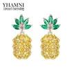 YHAMNI NEW Yellow Crystal Fruit Pineapple Earrings Bridal Large Drop Earrings Natural Crystal Jewelry For Women E4455315m