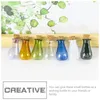 Vase 7 PCS Vial Drifting Bottle Glass Bottles Caps Wood Cork Wishing Jars Wooden