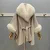 Mélanges CXFS pour femmes, manteau de luxe en laine 2023 avec col en fourrure chaud, Large rabattu, Version ample, automne-hiver 100, 231213