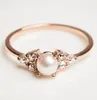 14KC Rose Gold eller Plated Plate Engagement Ring Pearl Wedding Rings CZ Crystal Dainty Stacking Band Ring Pearl Jewelry4421972