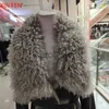 Women's Fur Faux Fur Sheepskin Coat For WomenLeather Winter 2023 Coat Fur For Rabbit Hair Lining Sheepskin Collar Luxurious Long Style J231213