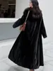 Damesbontmode faux jassen voor dames elegante grote kraag lange jassen Koreaanse vintage zwarte warme overjassen winter