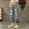 Pantalons pour hommes 2024 Harem Vintage Denim Hommes Mode Casual Jeans Lâche Rétro Bleu Droit Streetwear Pantalon pour