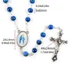 Chains Mary For Cross Pendant Necklace Rosary Round Glass Beads Women N2UE