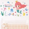 Cartoon Sirena Creature sottomarine Adesivi murali pesce per ragazza Camera dei bambini Decalcomanie da muro per la scuola materna del bambino Adesivi decorativi per la casa in PVC