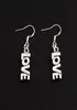 LOVE Letter Earrings 925 Silver Fish Ear Hook 50pairslot Antique Silver Chandelier E921 78x38mm7205890