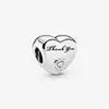 New Arrival 100% 925 Sterling Silver Charm a cuore Grazie Fit Original European Charm Bracelet Fashion Jewelry Accessories263S