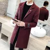 Männer Jacken Winter Lange Feste Farbe Windjacke Mantel Männer Woll Mantel s Plus Größe 5XL Männer Slim Mode Windjacke 231213