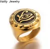 Clusterringen Valily Men039S roestvrij staal Egypt Eyty Eye of Horus Ring Gold Round Top Signet Protection Symbool Sieraden voor MAN5986251