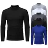 Men's Suits B8902 Collar Fashion Thermal Underwear Men Mock Neck Basic T-shirt Blouse Pullover Long Sleeve Top