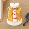 Appareils à chien Tang Tang Automne et hiver épaissis de vêtements de compagnie chauds pour l'année en peluche ours chinois Hanfu